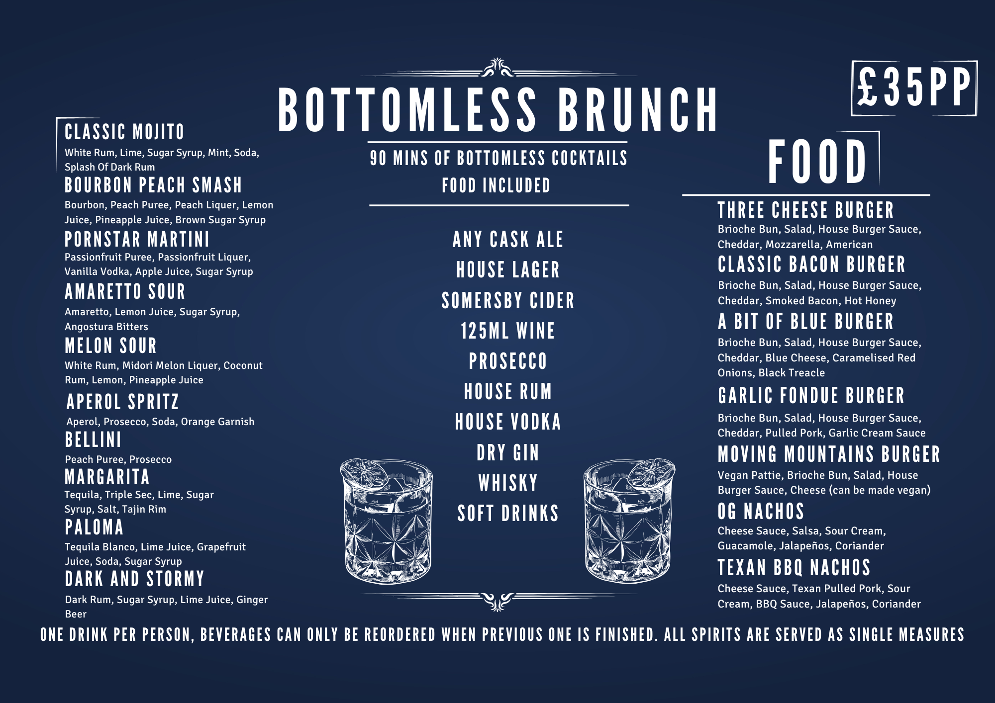The Doghouse Selby Bottomless Brunch menu
